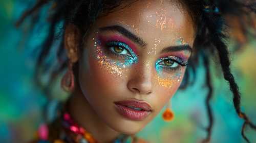 woman-with-dreadlocks-colorful-face-paint-turquoise-eyes-she-wears-jewelry